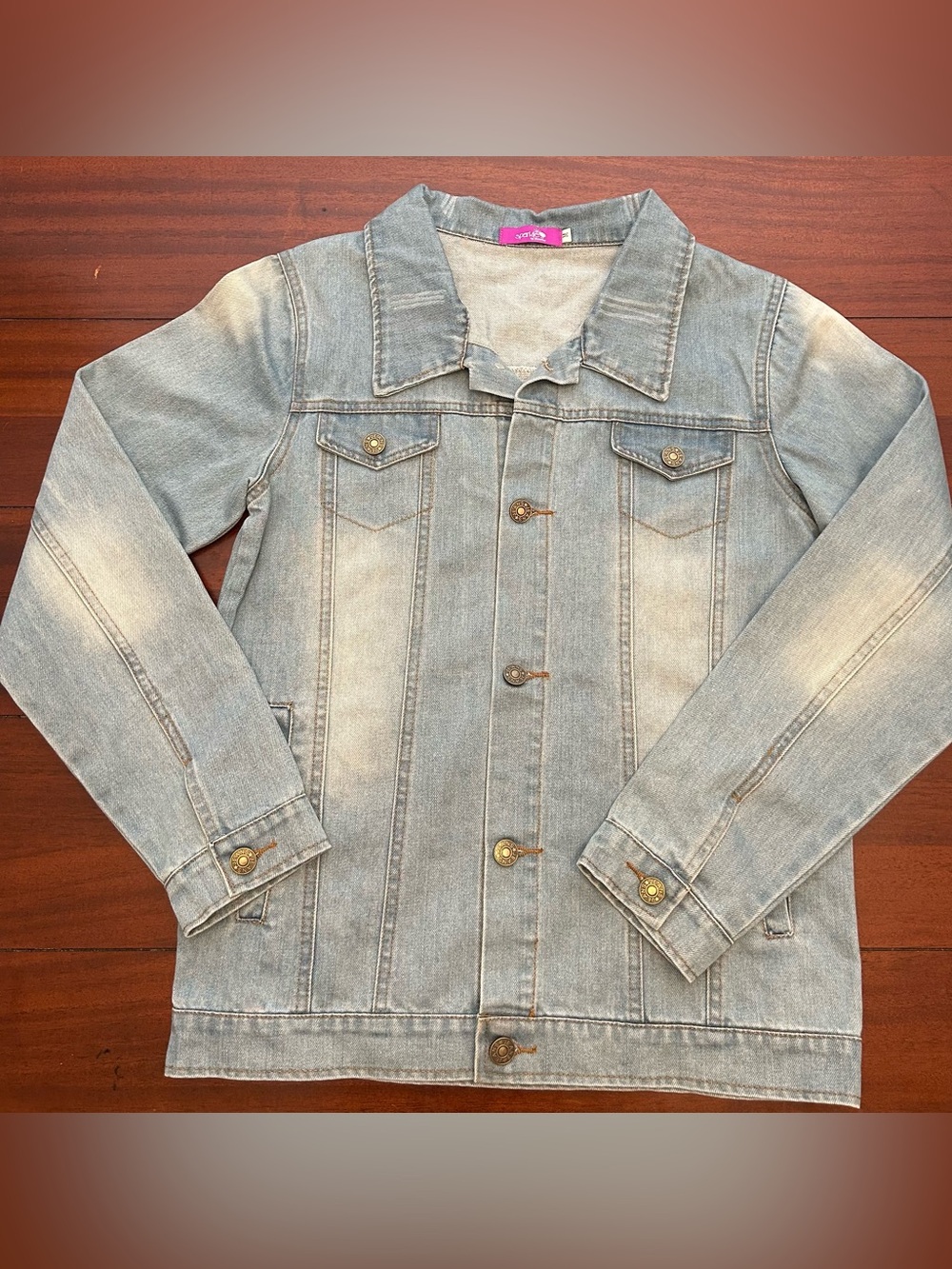 Sparkle Denim Jacket with Sequin Lips on Back. Size  M